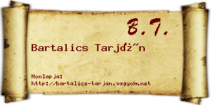 Bartalics Tarján névjegykártya
